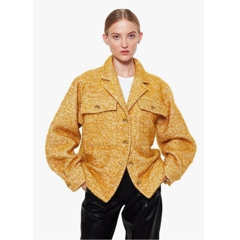 Anine Bing Mustard Plaid Teddy Jacket
